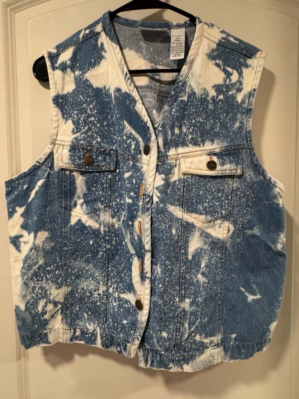 Vintage Y2K Acid Wash Denim Vest Grunge Festival Western Streetwear Large